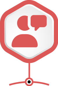 Person with a speech bubble icon
