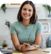 Woman psychiatrist smiling while looking at the camera